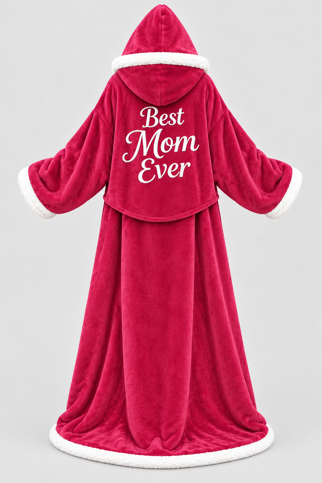 Dark Pink Best Mom Ever Heated Robe, back with Best Mom Ever print